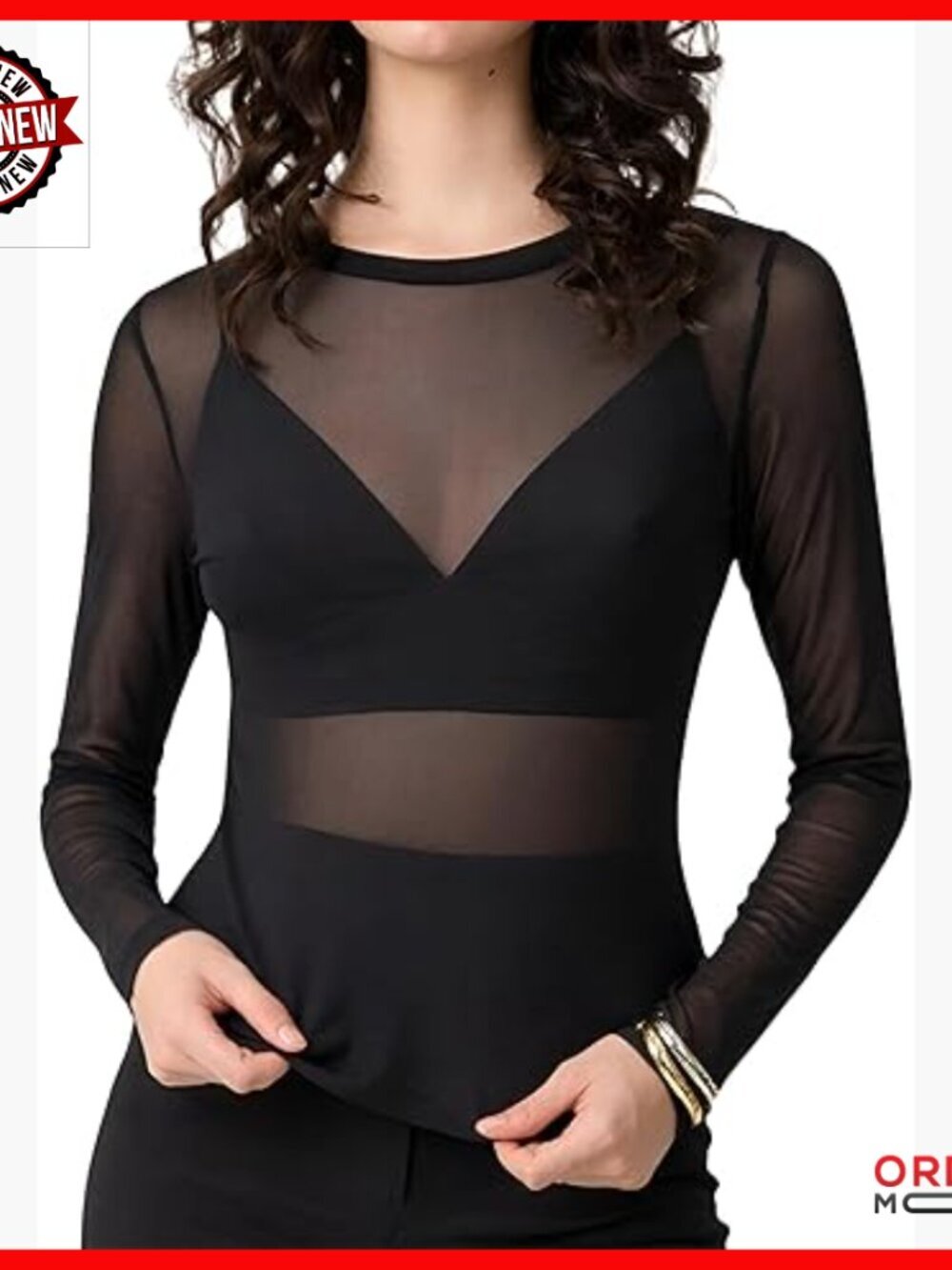 Sheer Mesh Long Sleeve Crop Top Slim Fit Y2K Blouse Layering Piece